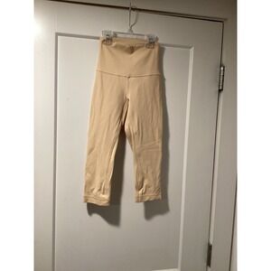Lululemon Align High-Rise Crop Peach Beige Nulu Yoga Leggings Size 0